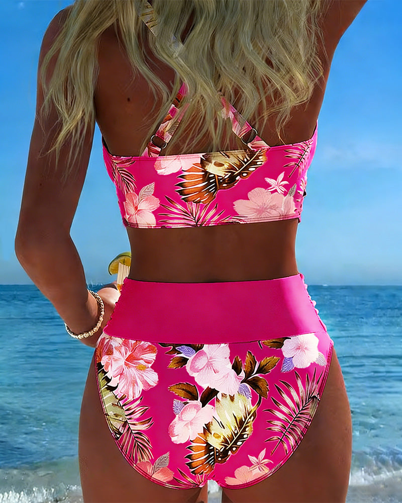 Fleur | Bikini fleuri fendu