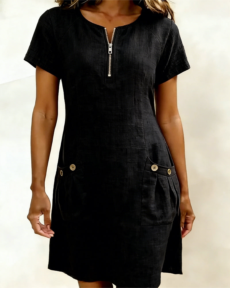 Valéria | Robe décontractée avec fermeture éclair et poches