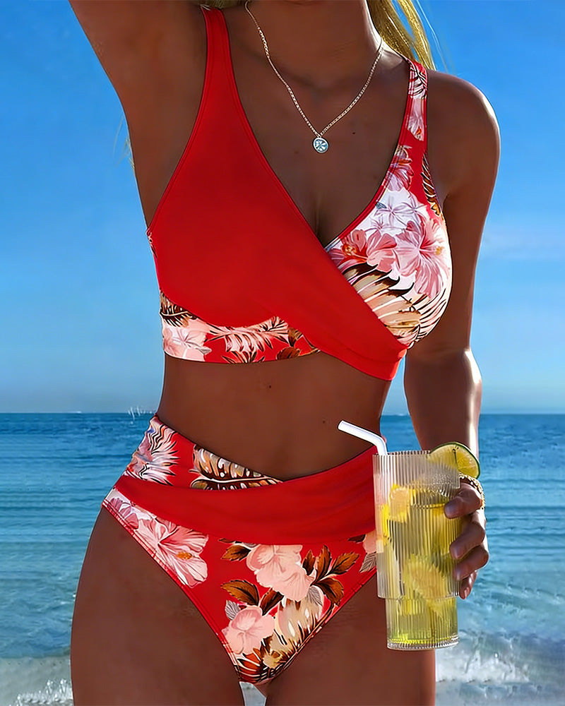 Fleur | Bikini fleuri fendu