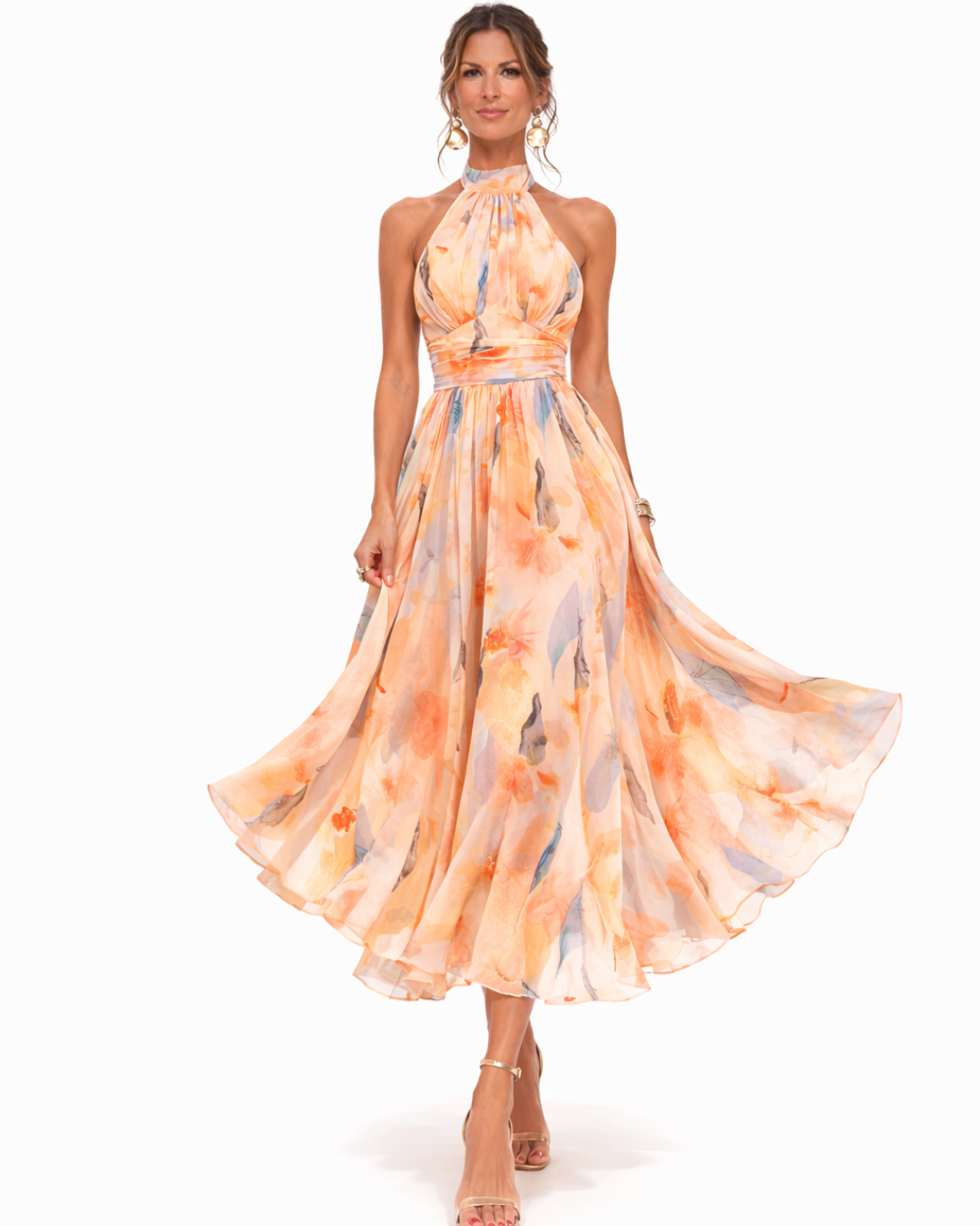 Stéphanie | Robe halter aquarelle