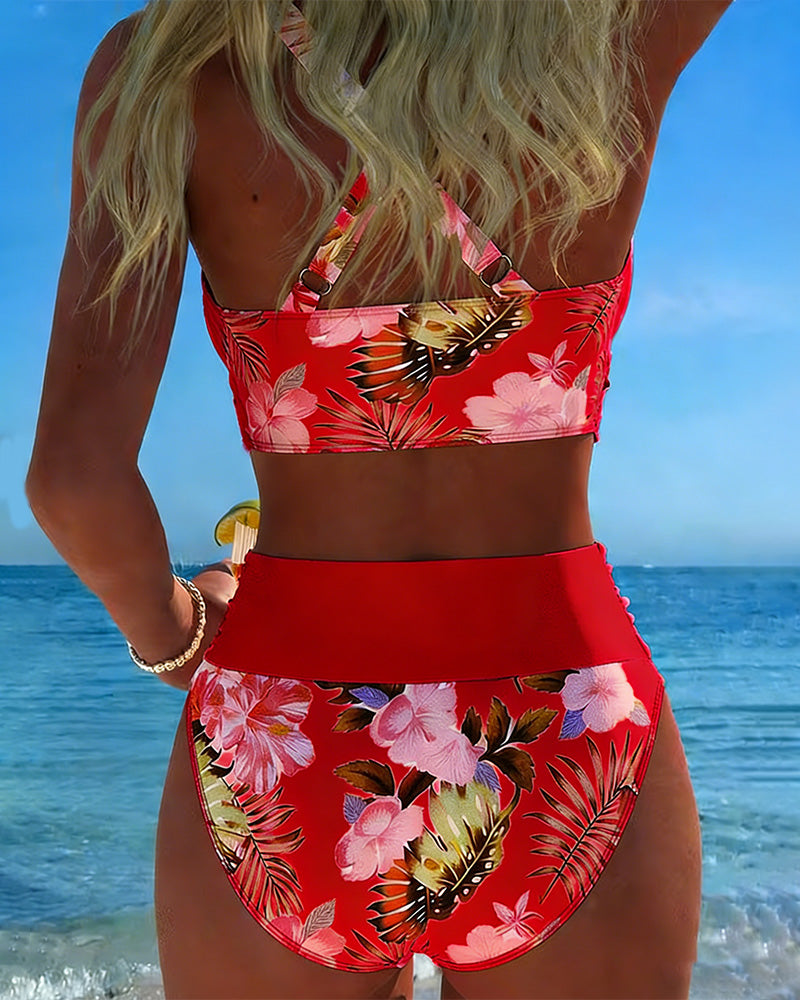 Fleur | Bikini fleuri fendu