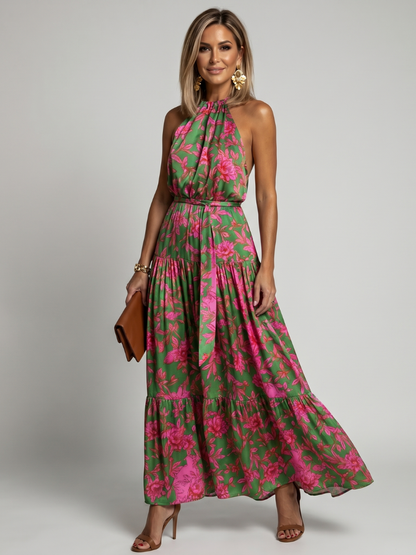Laure | Robe midi drapée halter