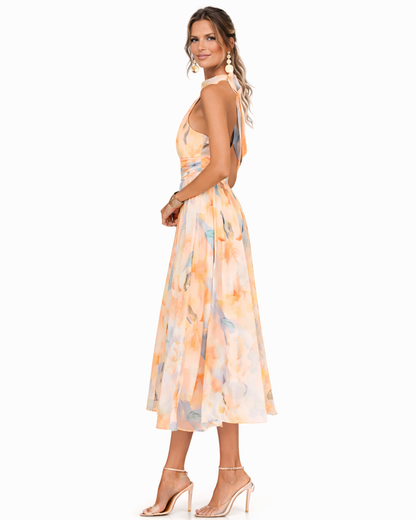 Stéphanie | Robe halter aquarelle