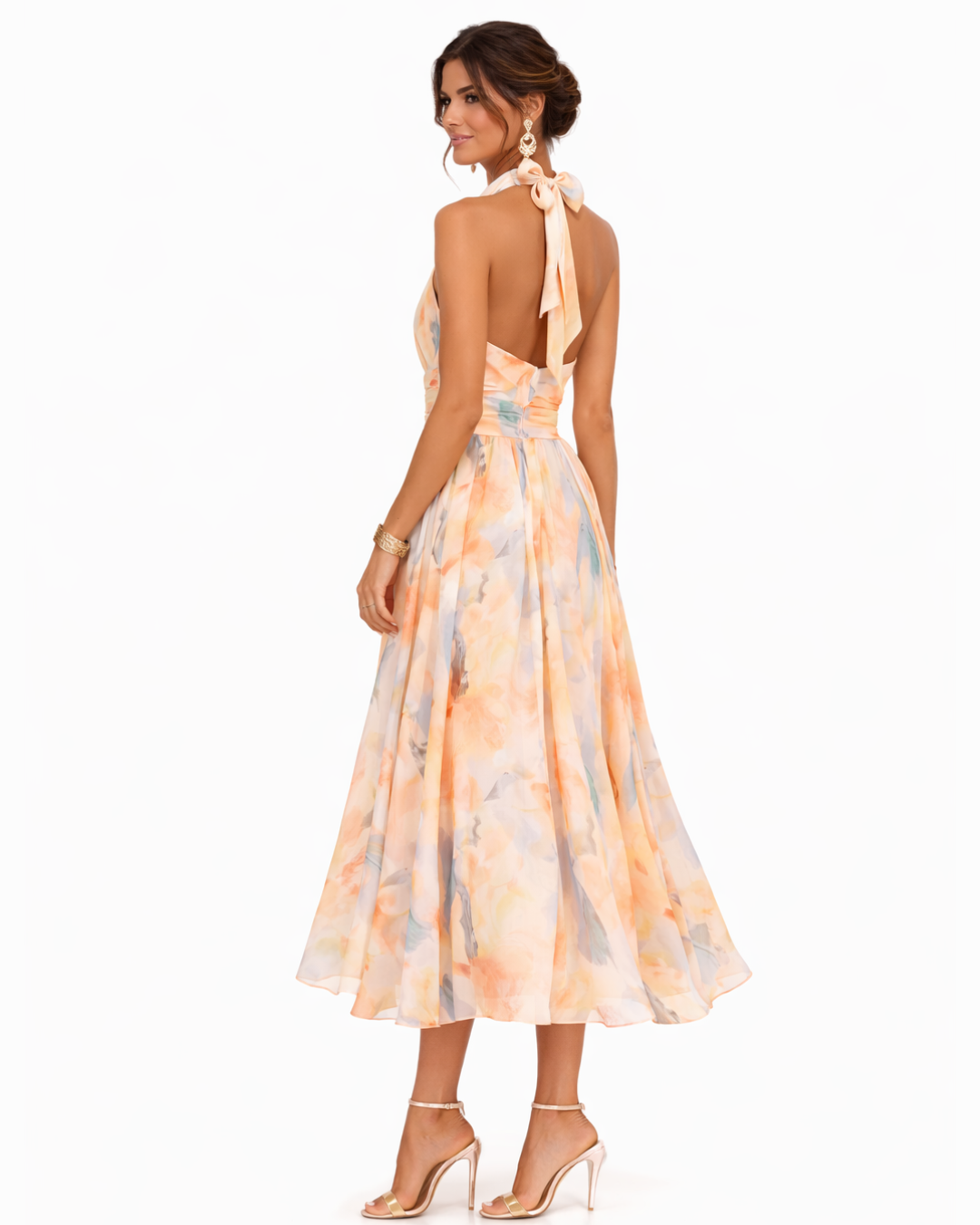 Stéphanie | Robe halter aquarelle