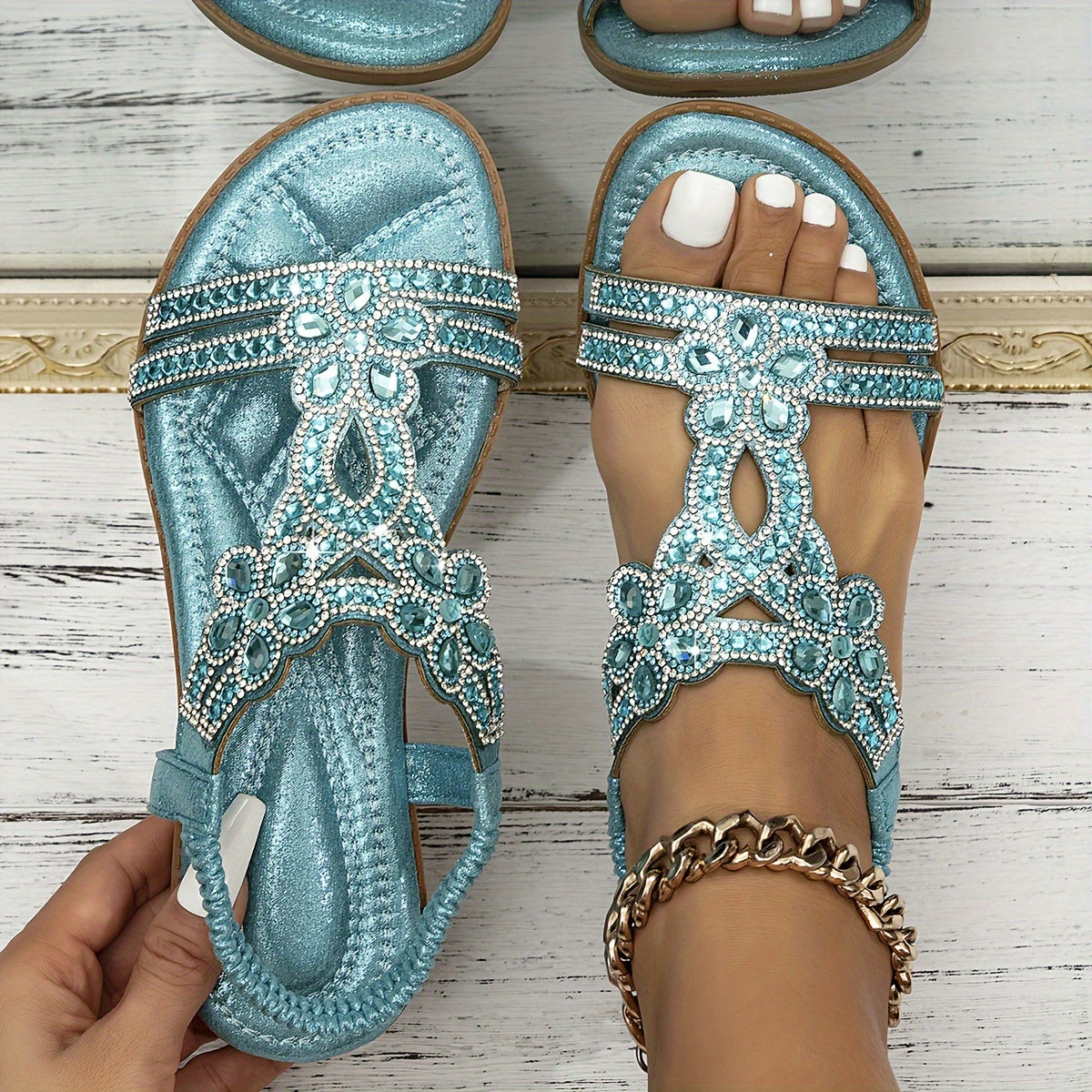 Michèle | Sandales cristal wedge