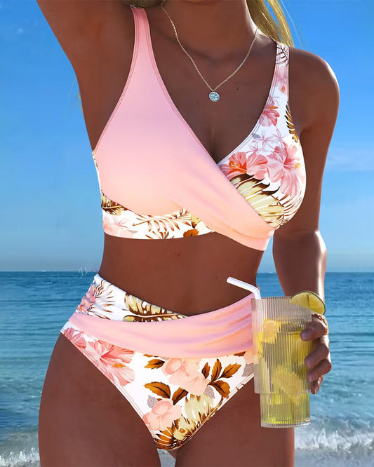Fleur | Bikini fleuri fendu