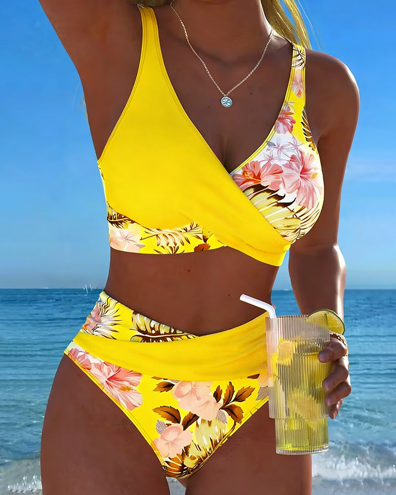 Fleur | Bikini fleuri fendu