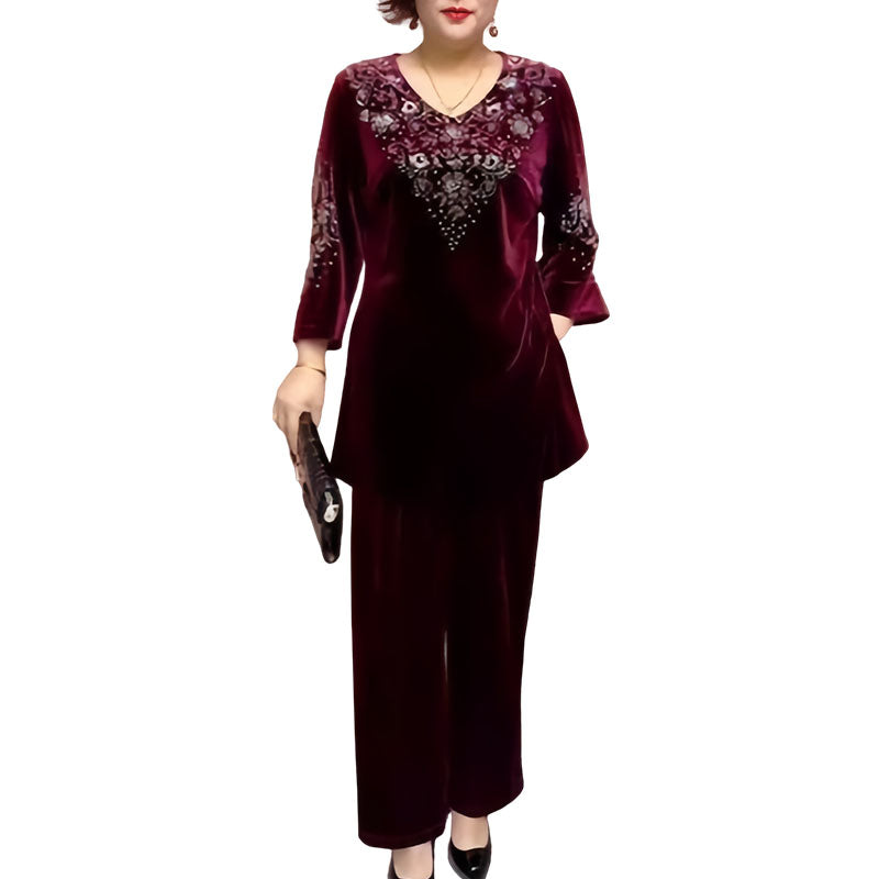 Elvire | Ensemble velours brodé