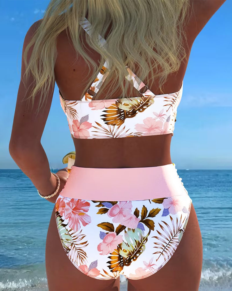 Fleur | Bikini fleuri fendu