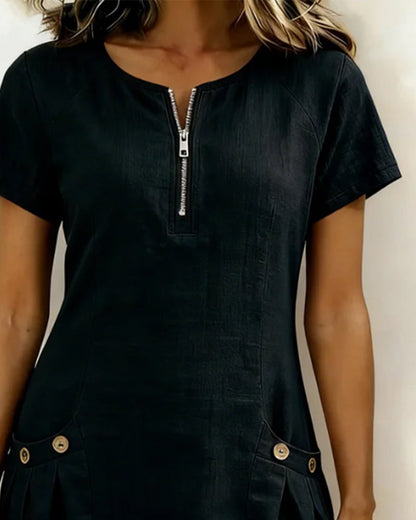 Valéria | Robe décontractée avec fermeture éclair et poches