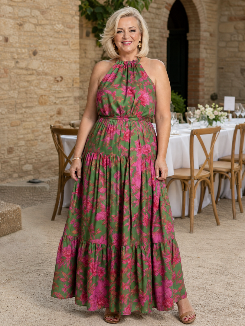 Laure | Robe midi drapée halter