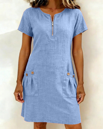 Valéria | Robe décontractée avec fermeture éclair et poches