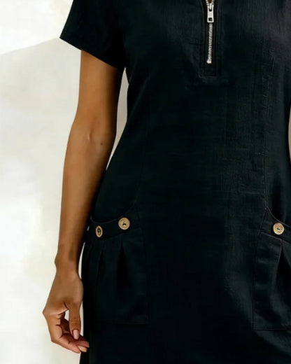 Valéria | Robe décontractée avec fermeture éclair et poches