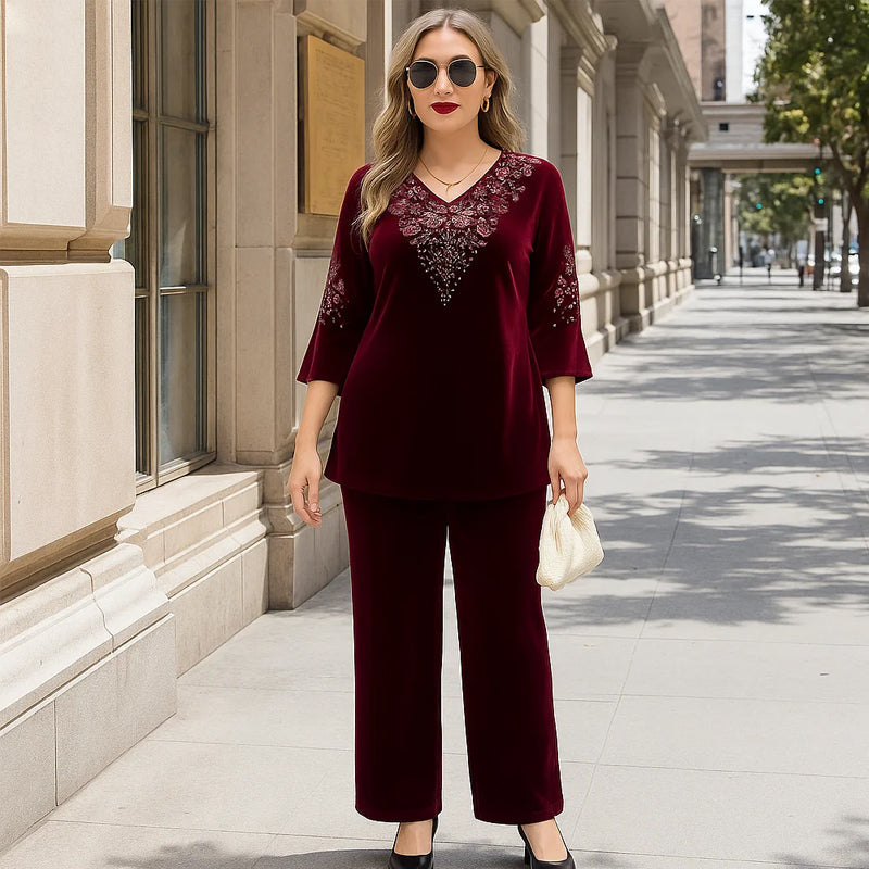 Elvire | Ensemble velours brodé
