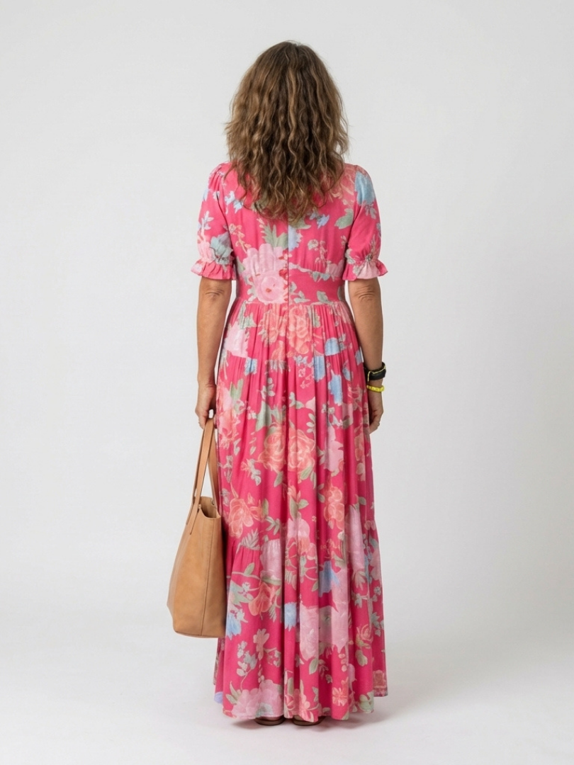 Léonie | Robe midi fleurie col V