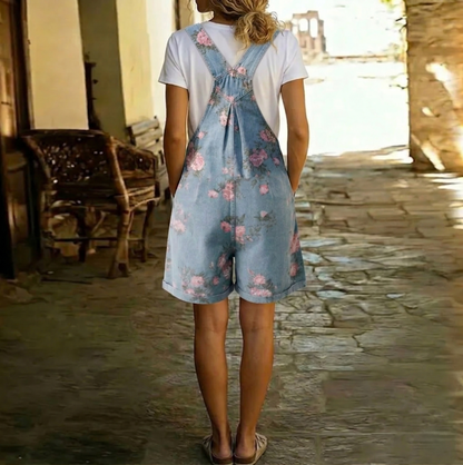 Odile | Salopette Denim Fleurie
