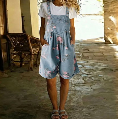 Odile | Salopette Denim Fleurie