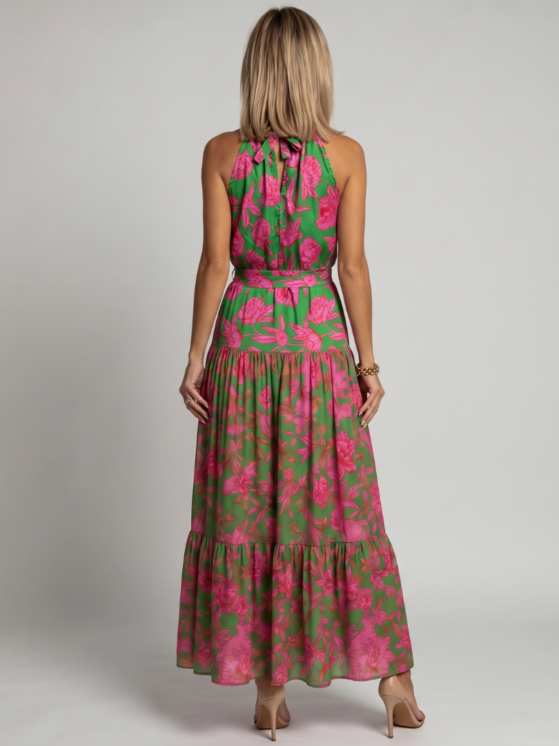 Laure | Robe midi drapée halter