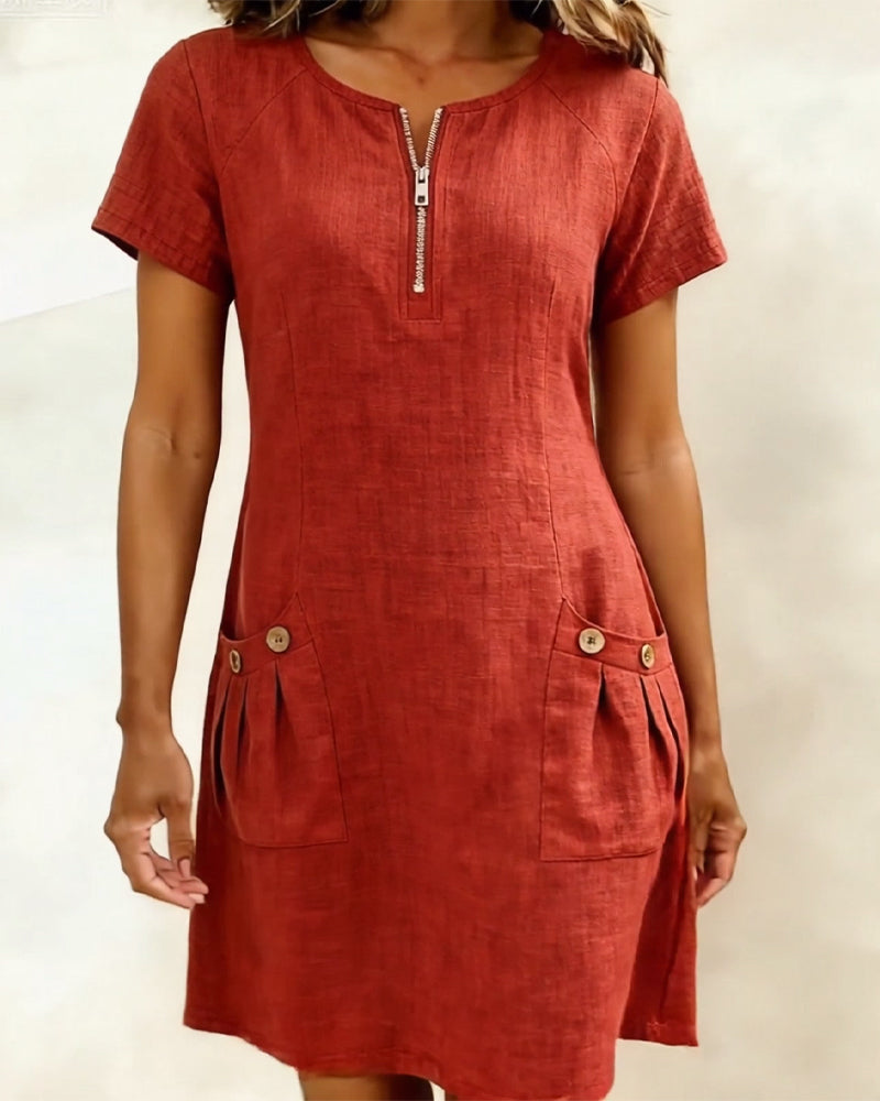Valéria | Robe décontractée avec fermeture éclair et poches