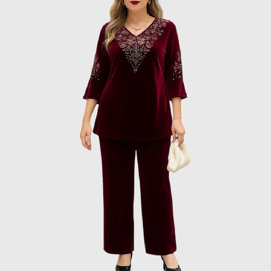 Elvire | Ensemble velours brodé
