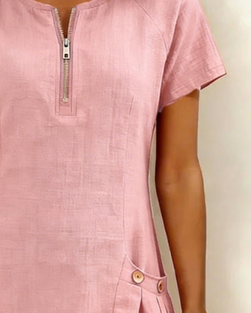 Valéria | Robe décontractée avec fermeture éclair et poches