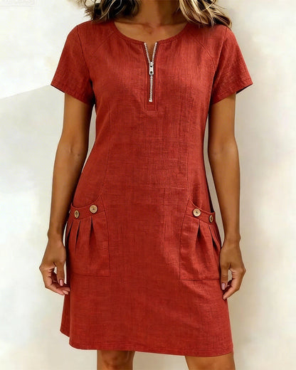 Valéria | Robe décontractée avec fermeture éclair et poches