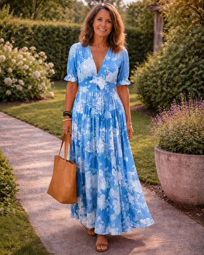 Léonie | Robe midi fleurie col V