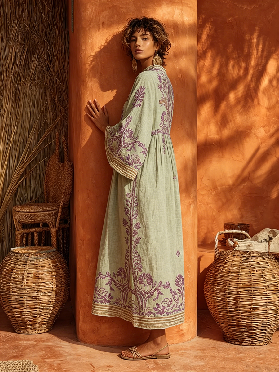 Célestine | Robe bohème bordée