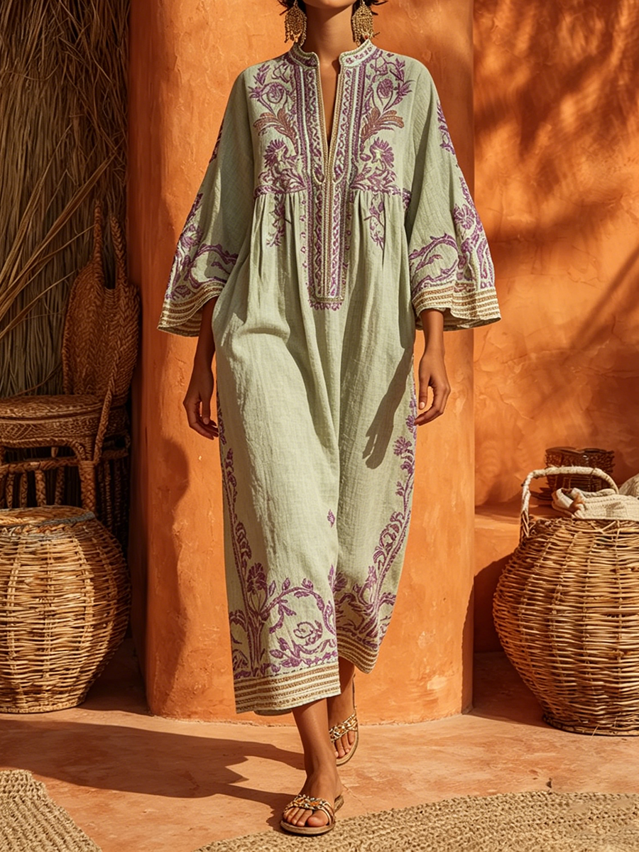 Célestine | Robe bohème bordée