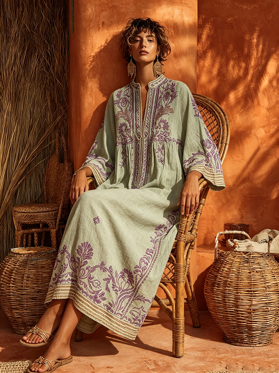 Célestine | Robe bohème bordée